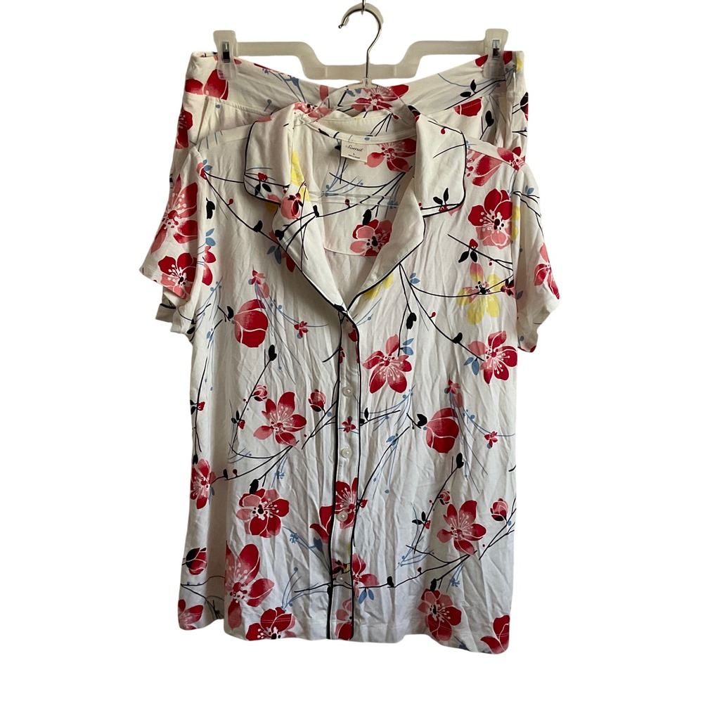 Soma Cool Nights Floral Ivory Shorts Pajama Set - Size Large - NEW